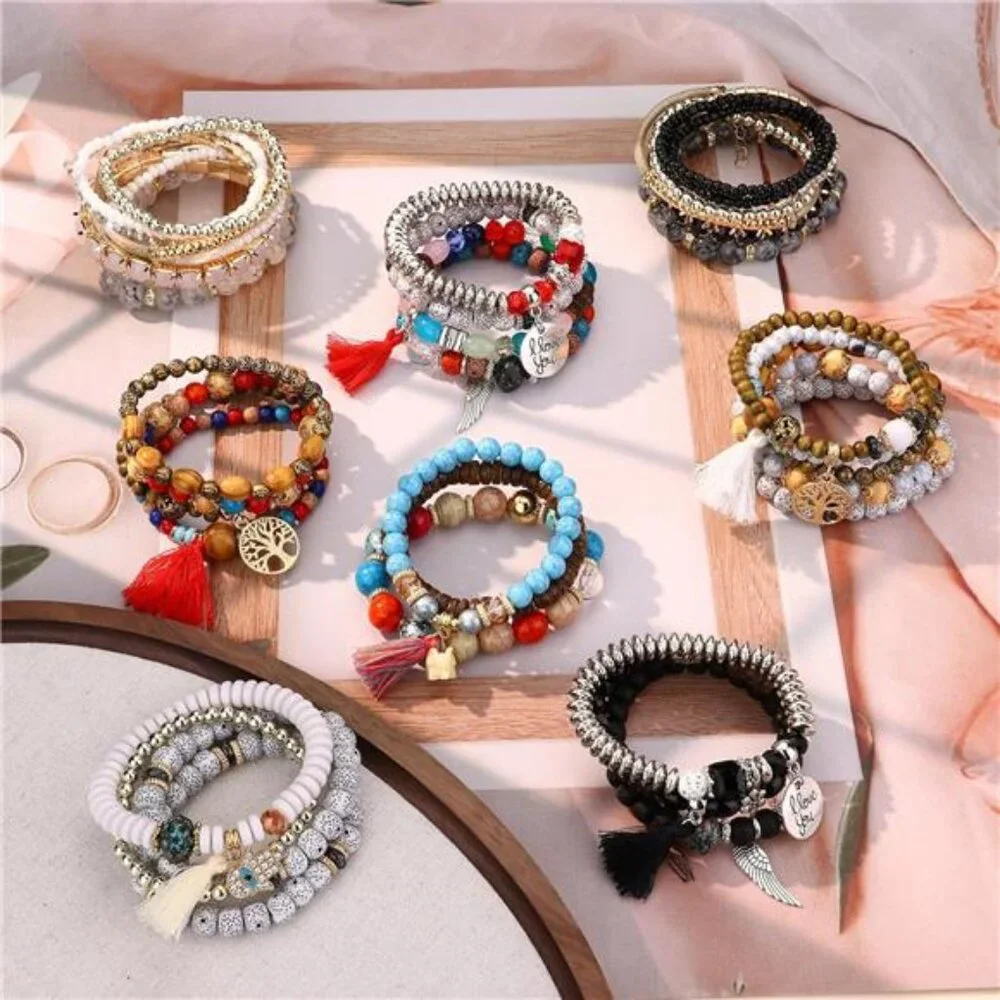 8 Sets Bohemian Stackable Bead Bracelets for Women Stretch - Picture 7 of 8
